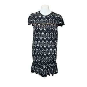 Thomas Wylde Los Angeles navy blu and white print silk mini dress size M